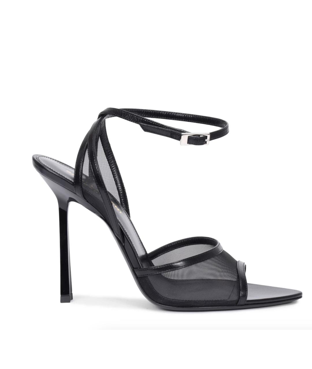 SAINT LAURENT Черные босоножки из лакированной кожи, фото 8