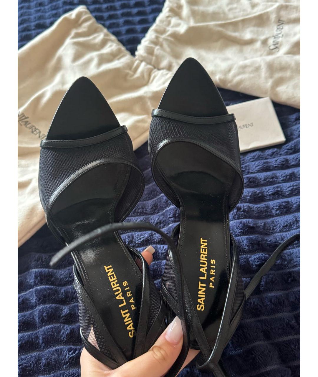 SAINT LAURENT Черные босоножки из лакированной кожи, фото 6