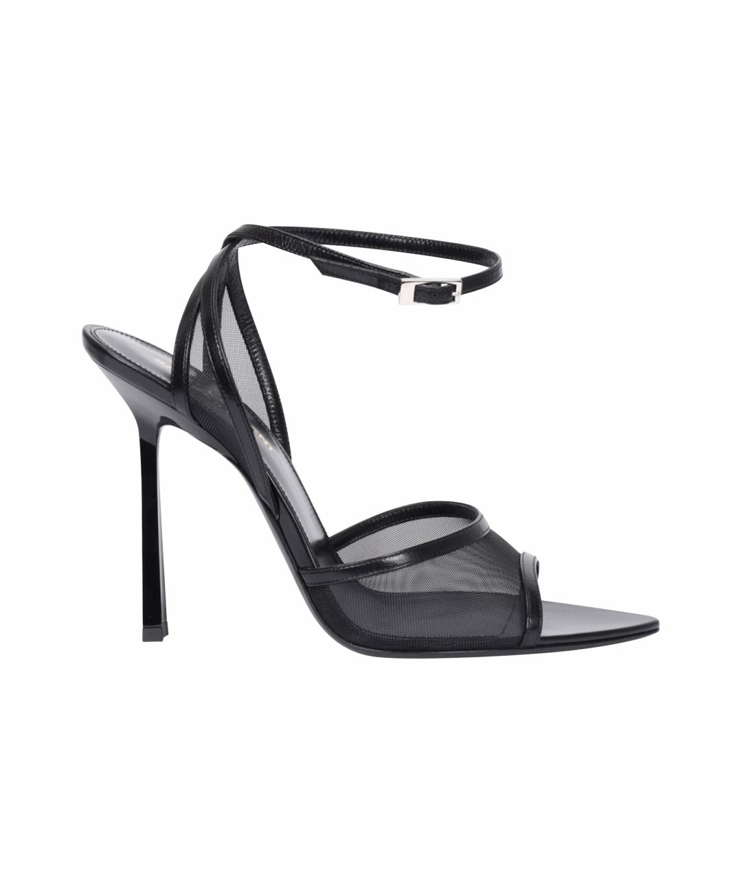 SAINT LAURENT Черные босоножки из лакированной кожи, фото 1