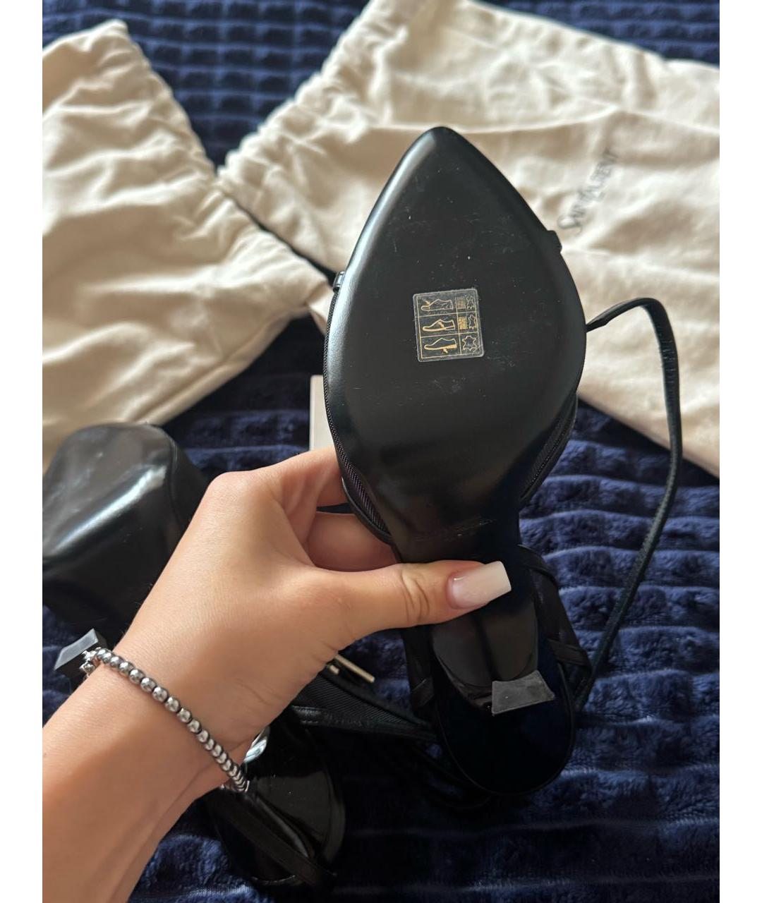 SAINT LAURENT Черные босоножки из лакированной кожи, фото 5