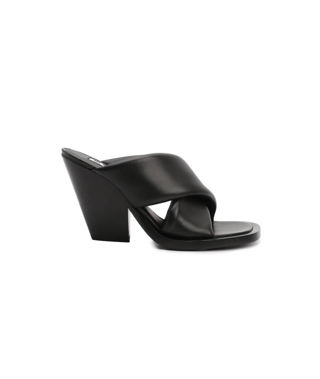JIL SANDER Черные кожаные мюли, фото 1