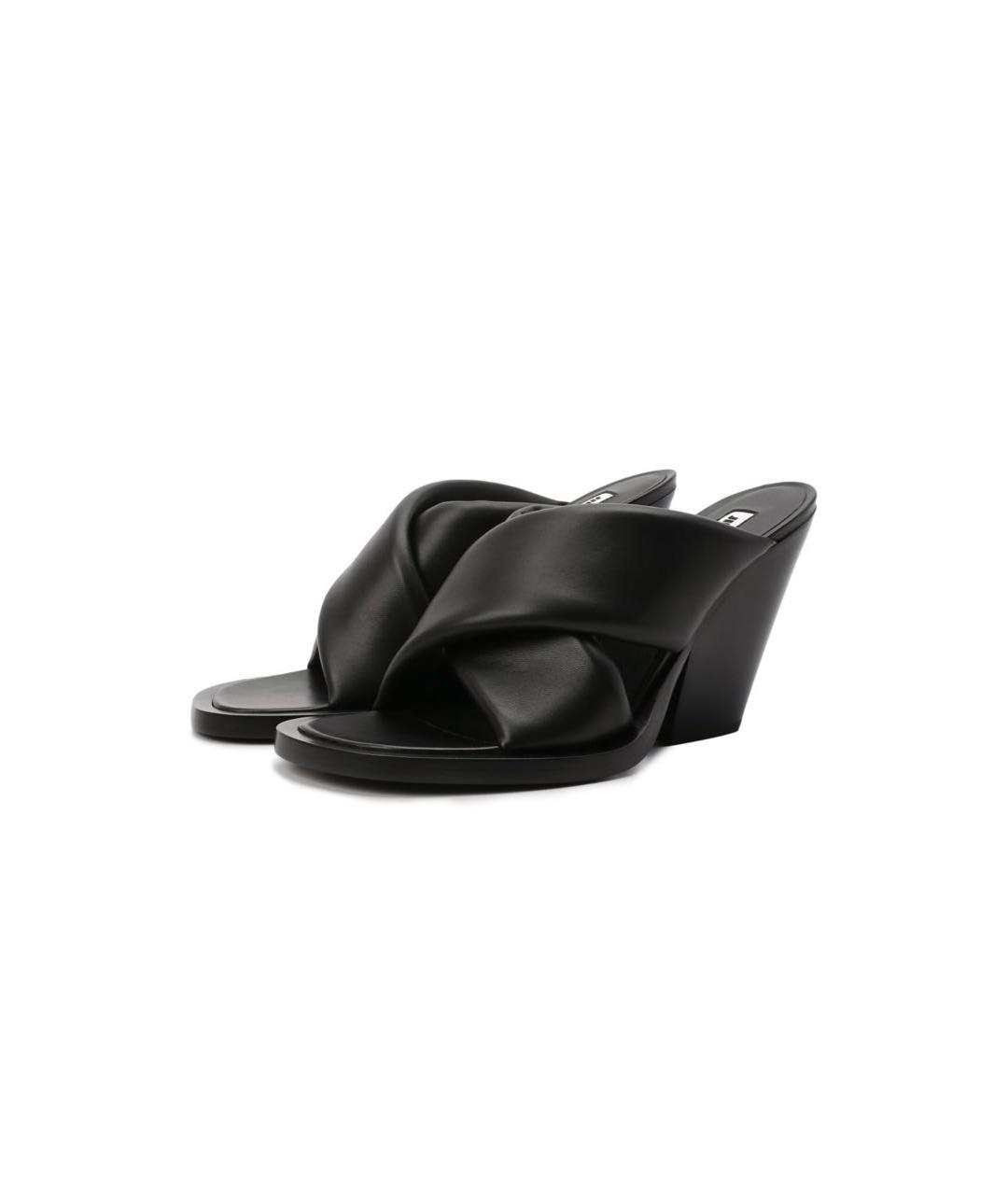 JIL SANDER Черные кожаные мюли, фото 3