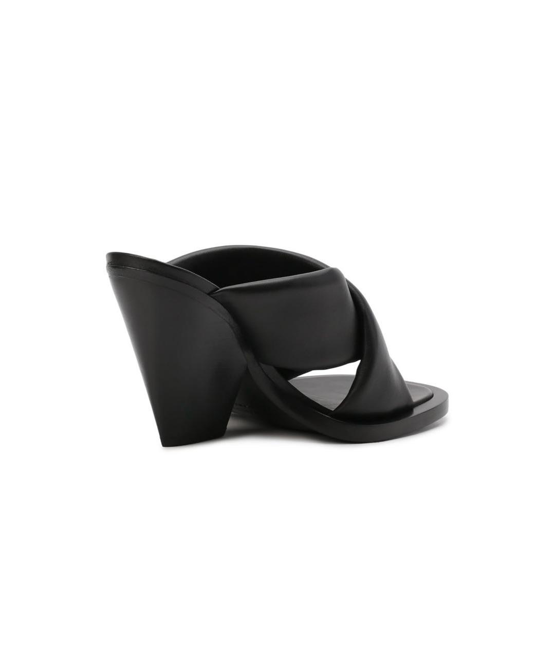 JIL SANDER Черные кожаные мюли, фото 2