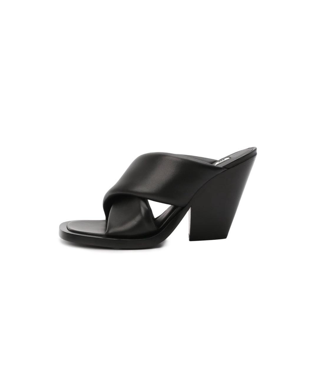 JIL SANDER Черные кожаные мюли, фото 5