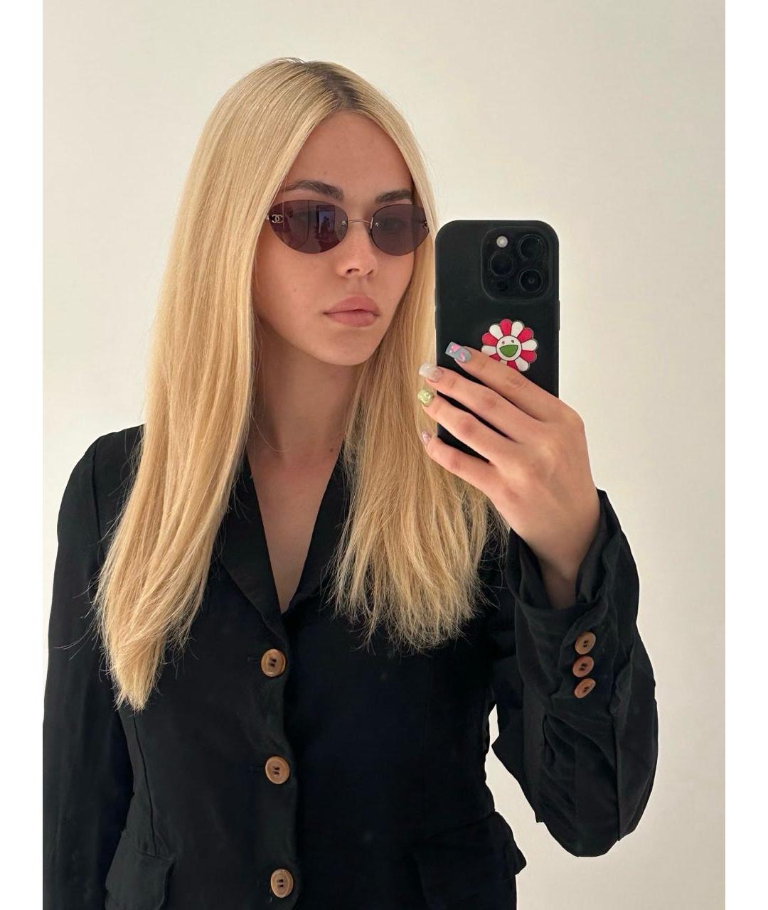 CHANEL Коричневые металлические солнцезащитные очки, фото 5