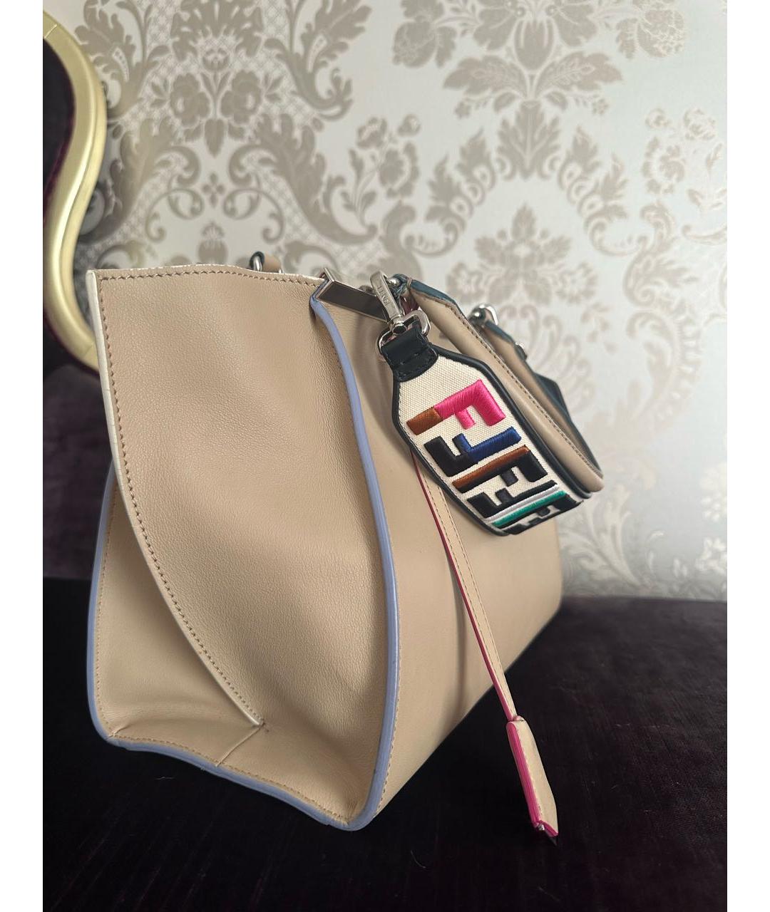 FENDI Бежевая кожаная сумка тоут, фото 2
