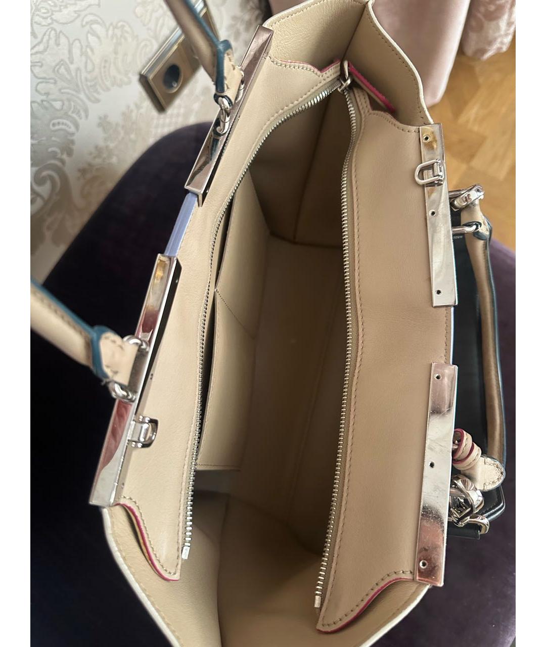 FENDI Бежевая кожаная сумка тоут, фото 4