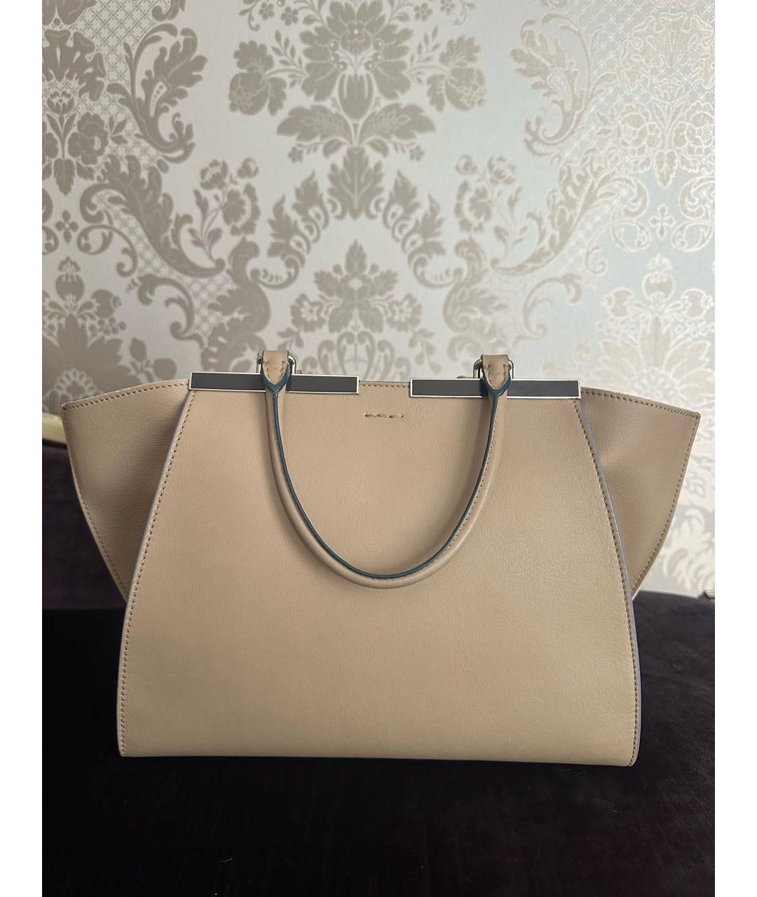 FENDI Бежевая кожаная сумка тоут, фото 3