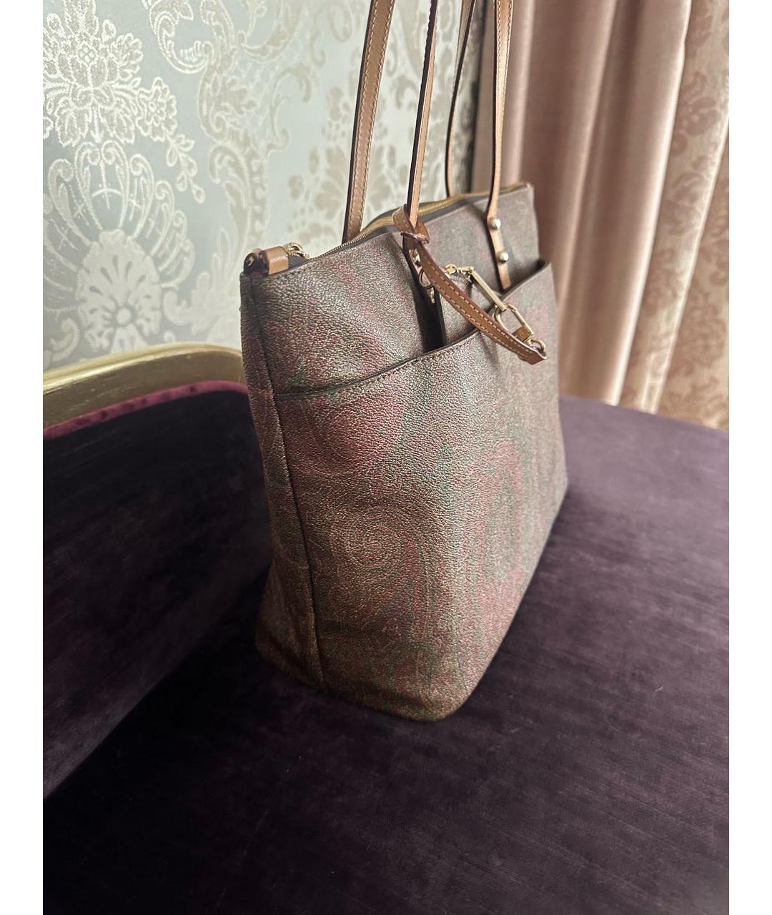 ETRO Коричневая кожаная сумка тоут, фото 2