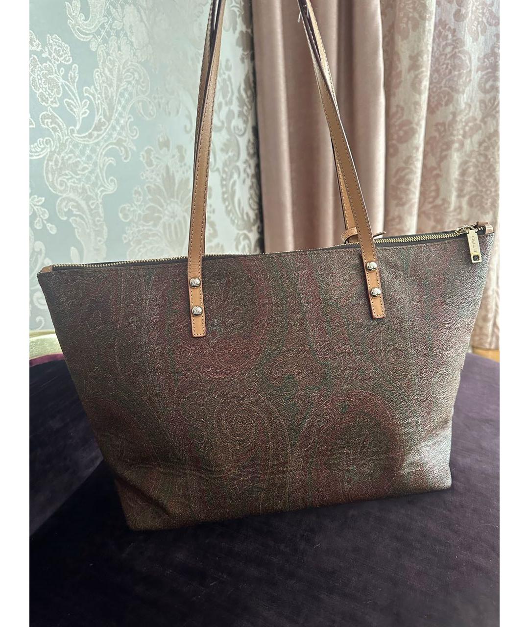 ETRO Коричневая кожаная сумка тоут, фото 3
