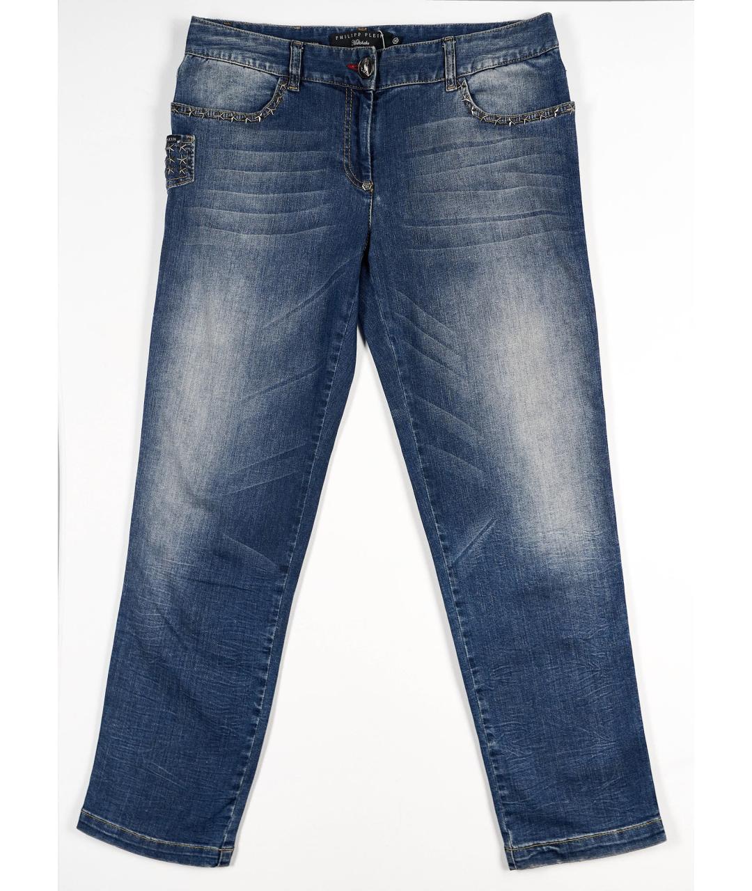 PHILIPP PLEIN Синие хлопковые джинсы слим, фото 2