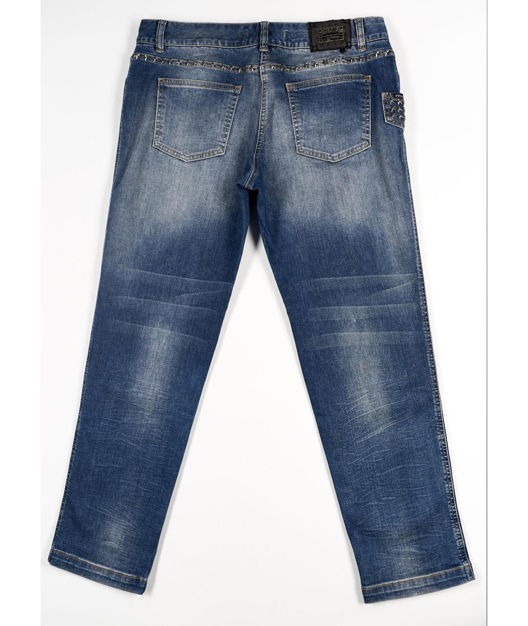 PHILIPP PLEIN Синие хлопковые джинсы слим, фото 3