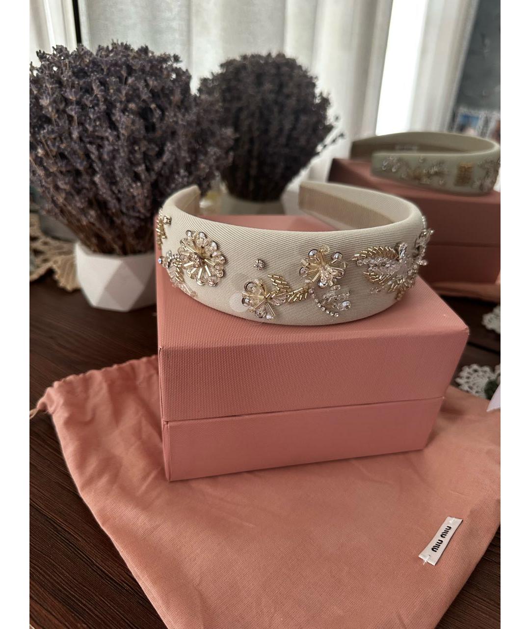 MIU MIU Бежевая диадема, фото 2