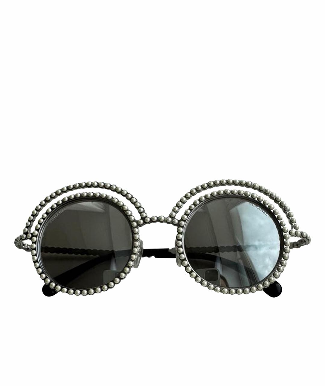 CHANEL Серебряные металлические солнцезащитные очки, фото 1