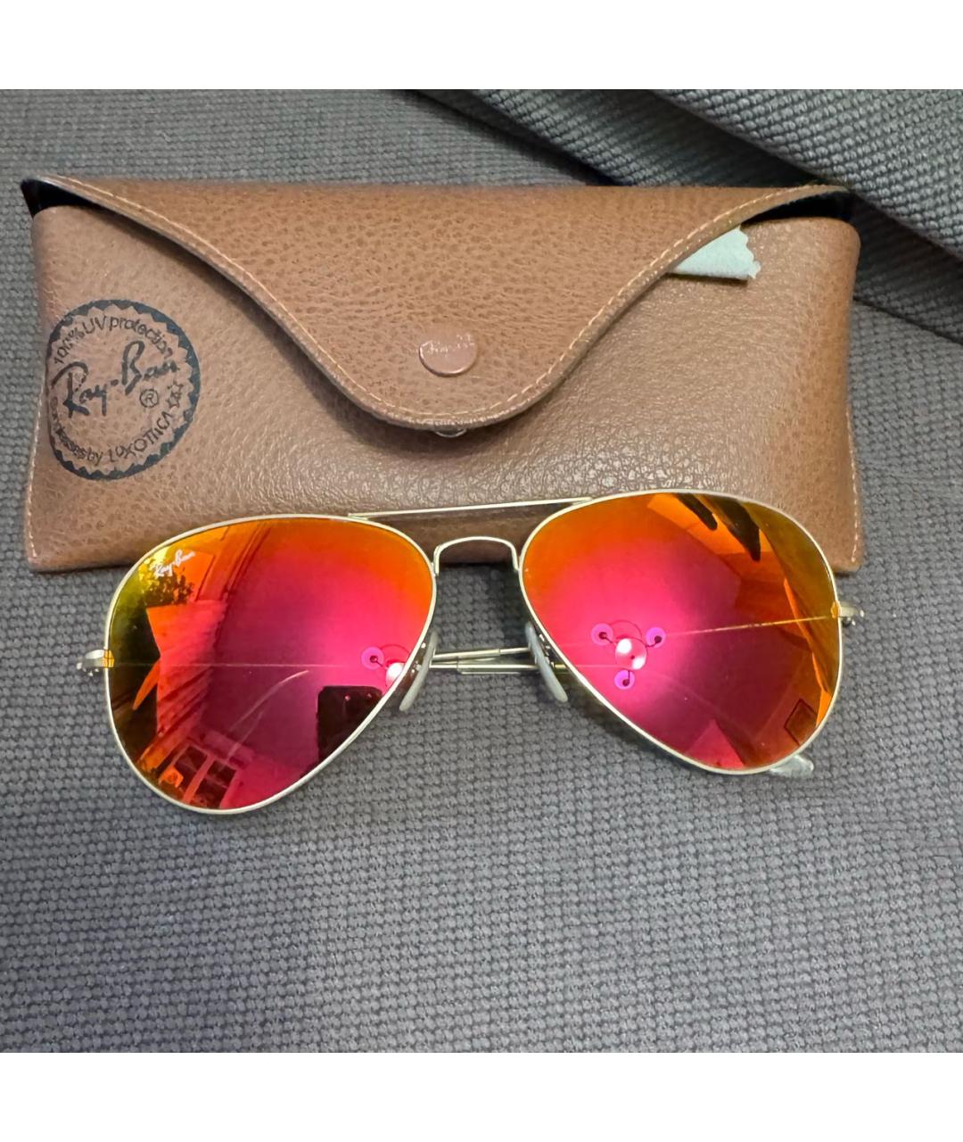 RAY BAN Желтые металлические солнцезащитные очки, фото 4