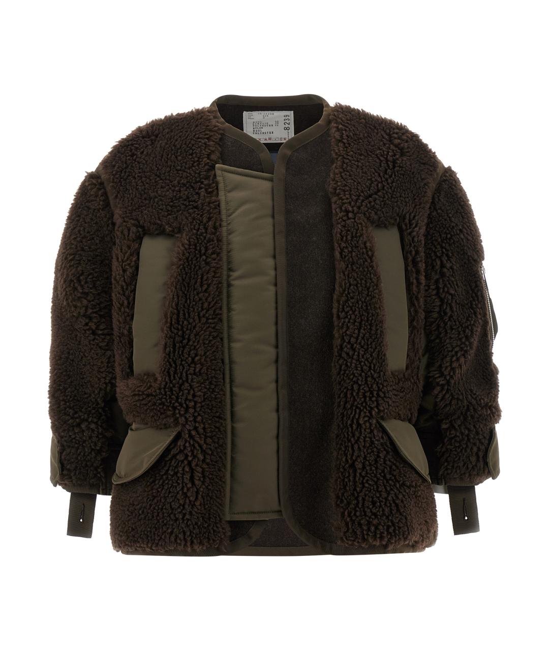 SACAI Коричневая шерстяная куртка, фото 1