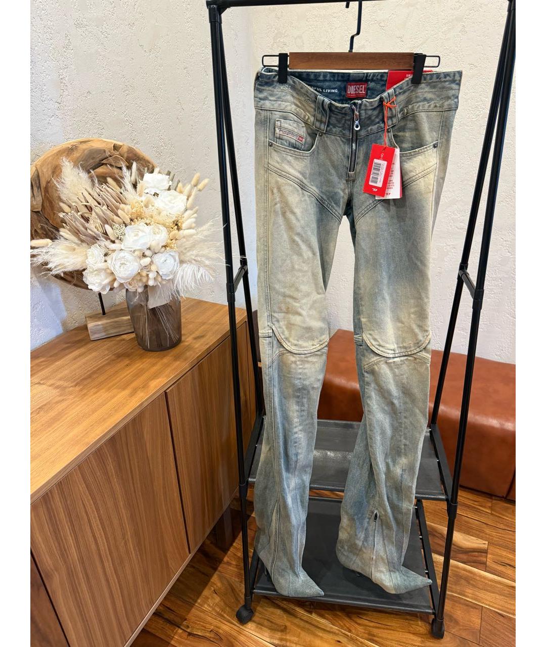 DIESEL Горчичные хлопковые джинсы слим, фото 7