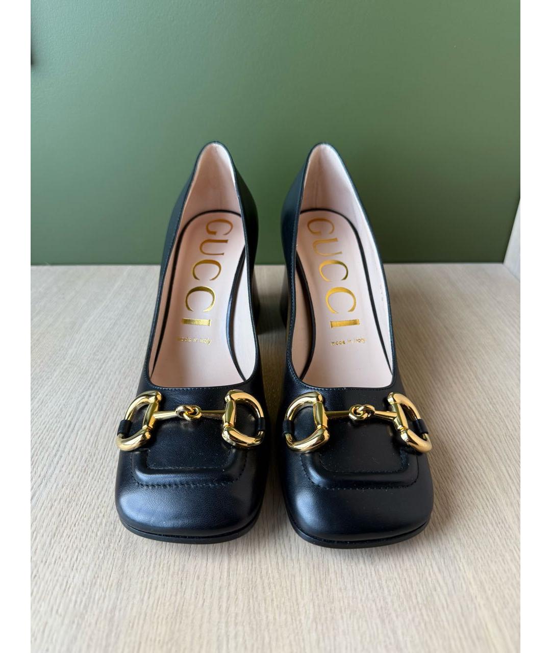 GUCCI Черные кожаные туфли, фото 2
