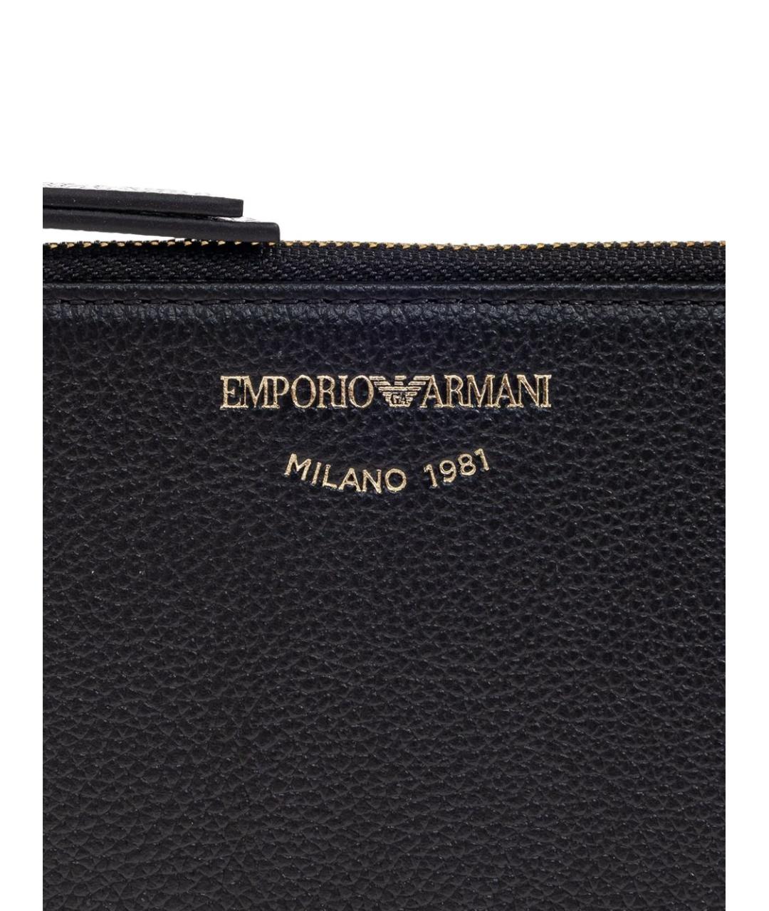 EMPORIO ARMANI Черный кожаный кошелек, фото 2