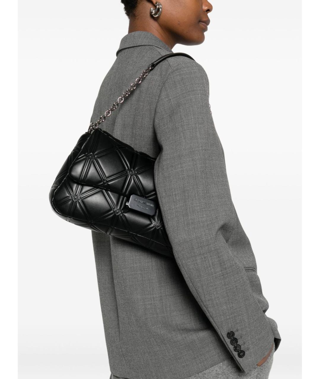 EMPORIO ARMANI Черная синтетическая сумка через плечо, фото 4