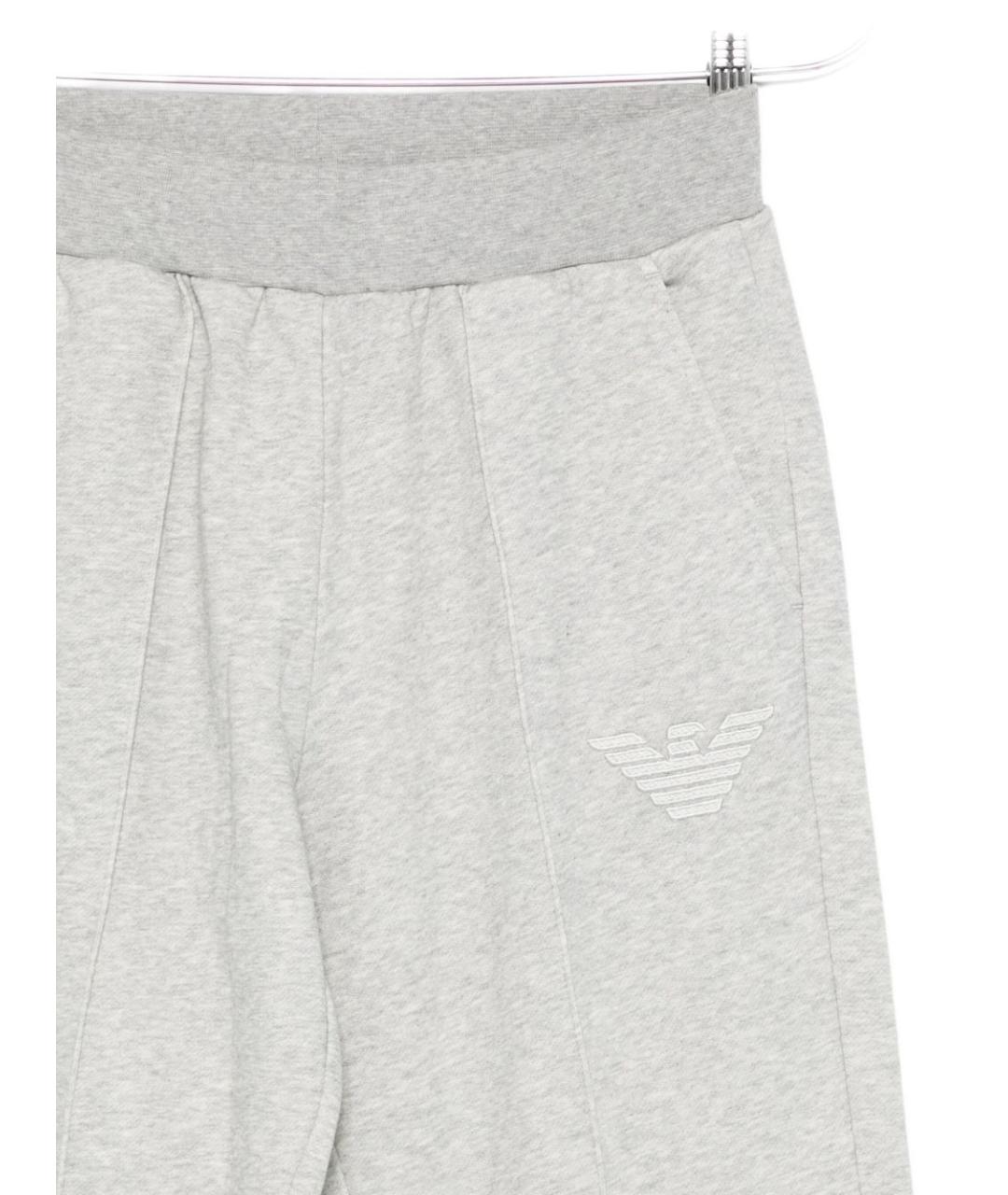 EMPORIO ARMANI Серые хлопковые прямые брюки, фото 2