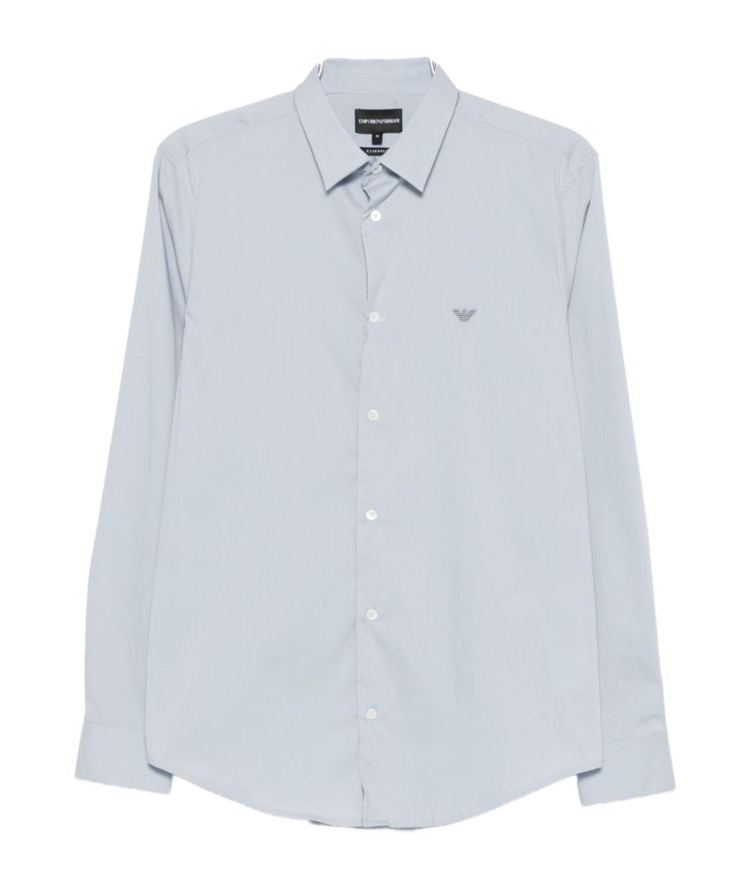 EMPORIO ARMANI Голубая хлопко-полиэстеровая кэжуал рубашка, фото 1