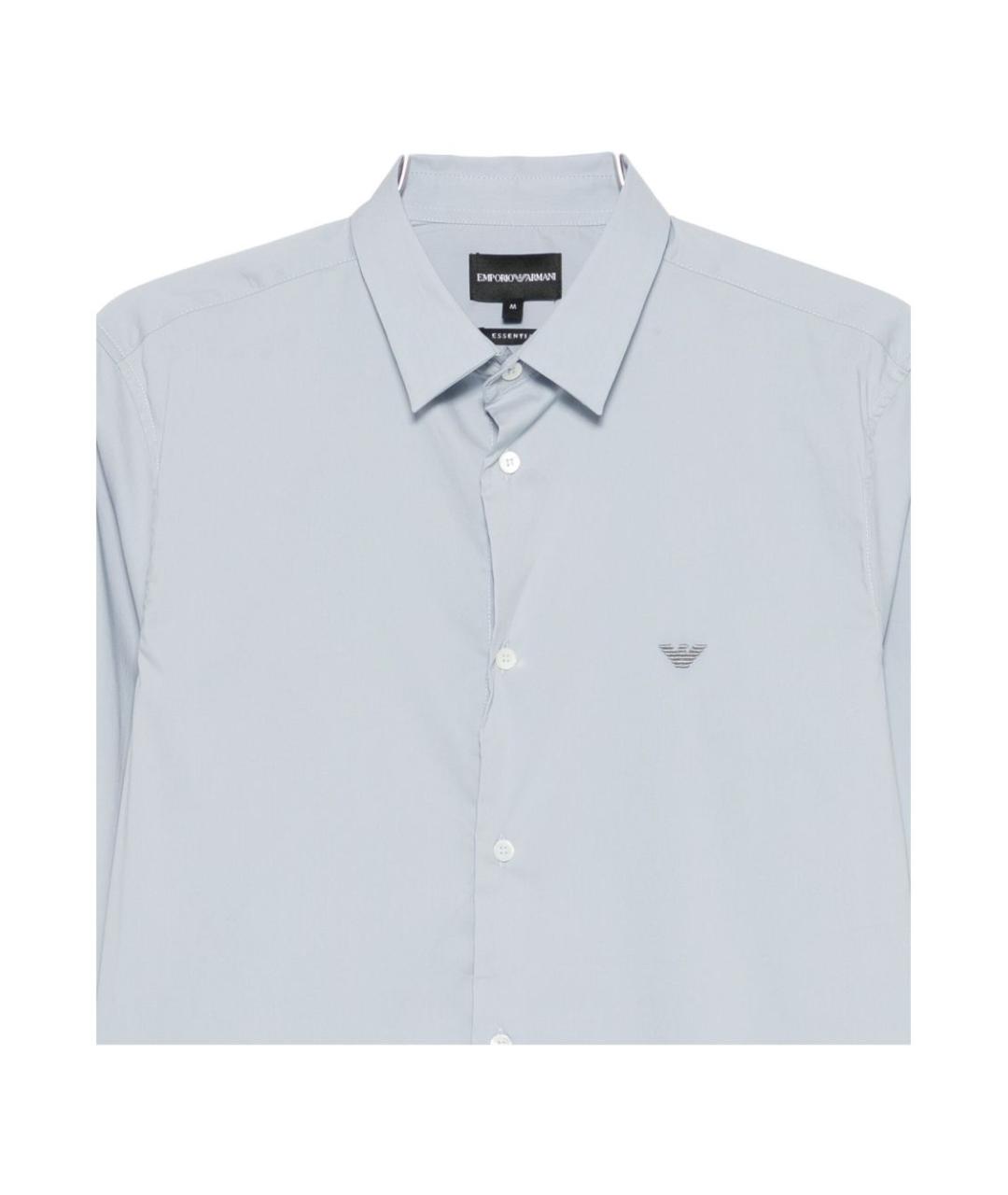 EMPORIO ARMANI Голубая хлопко-полиэстеровая кэжуал рубашка, фото 2