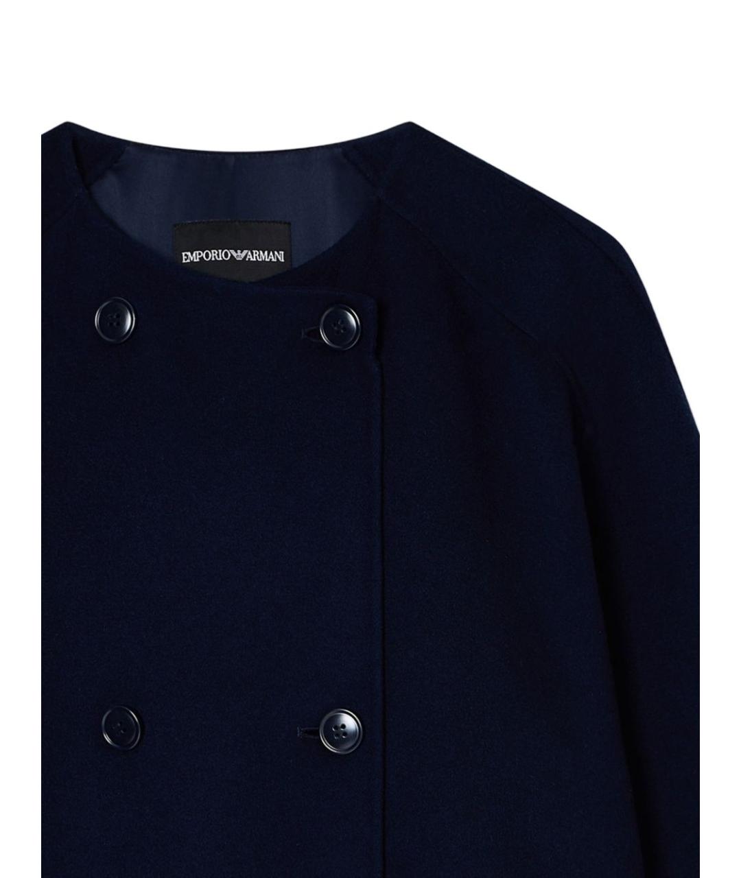 EMPORIO ARMANI Темно-синее шерстяное пальто, фото 2