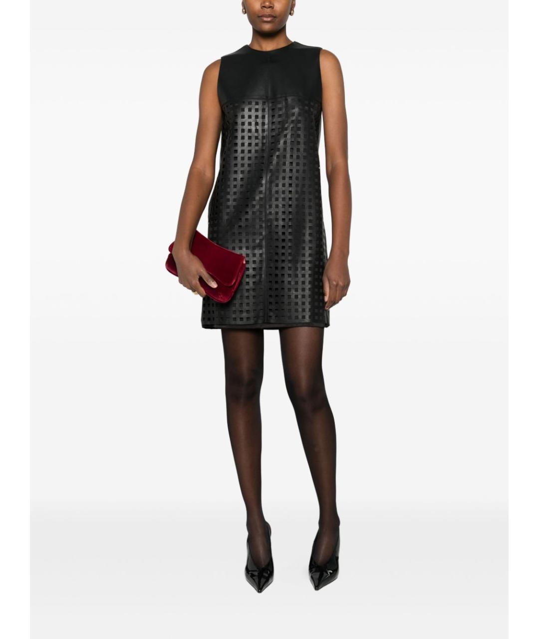 EMPORIO ARMANI Черное кожаное платье, фото 3