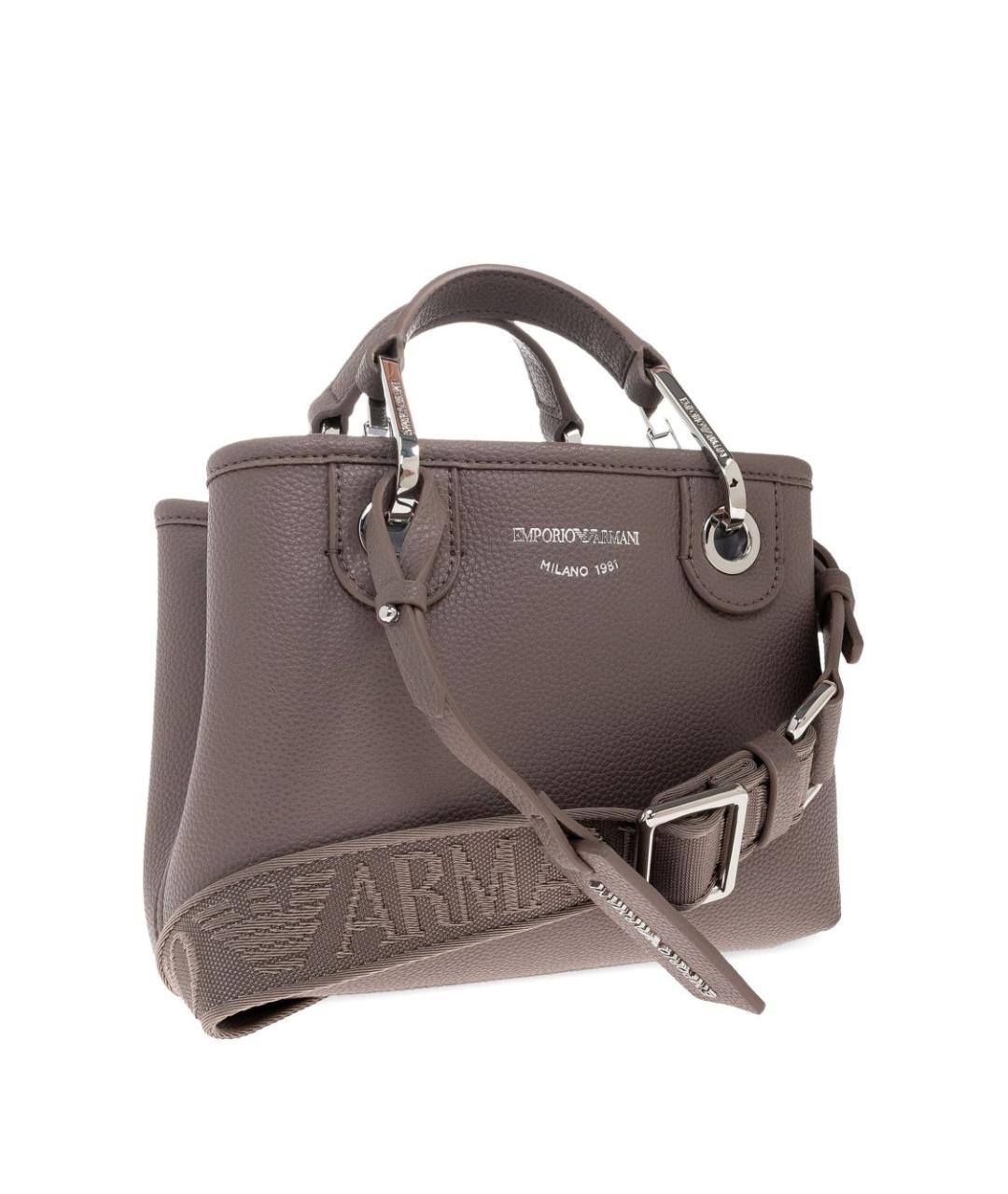 EMPORIO ARMANI Серая сумка тоут из искусственной кожи, фото 5