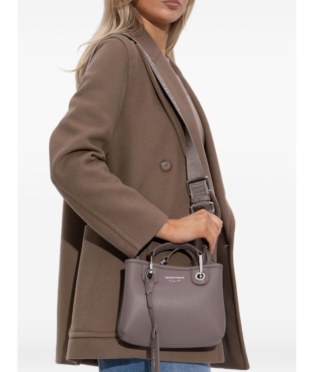 EMPORIO ARMANI Серая сумка тоут из искусственной кожи, фото 4