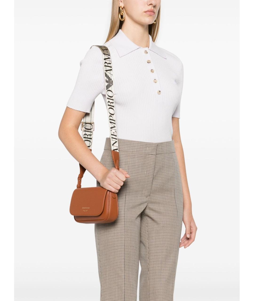 EMPORIO ARMANI Коричневая сумка тоут из искусственной кожи, фото 5