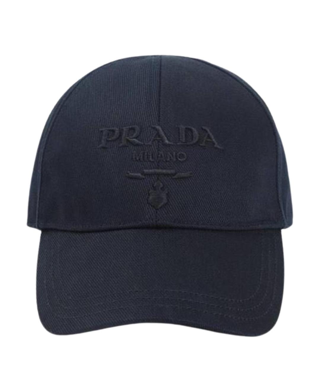 PRADA Темно-синяя хлопковая кепка/бейсболка, фото 1