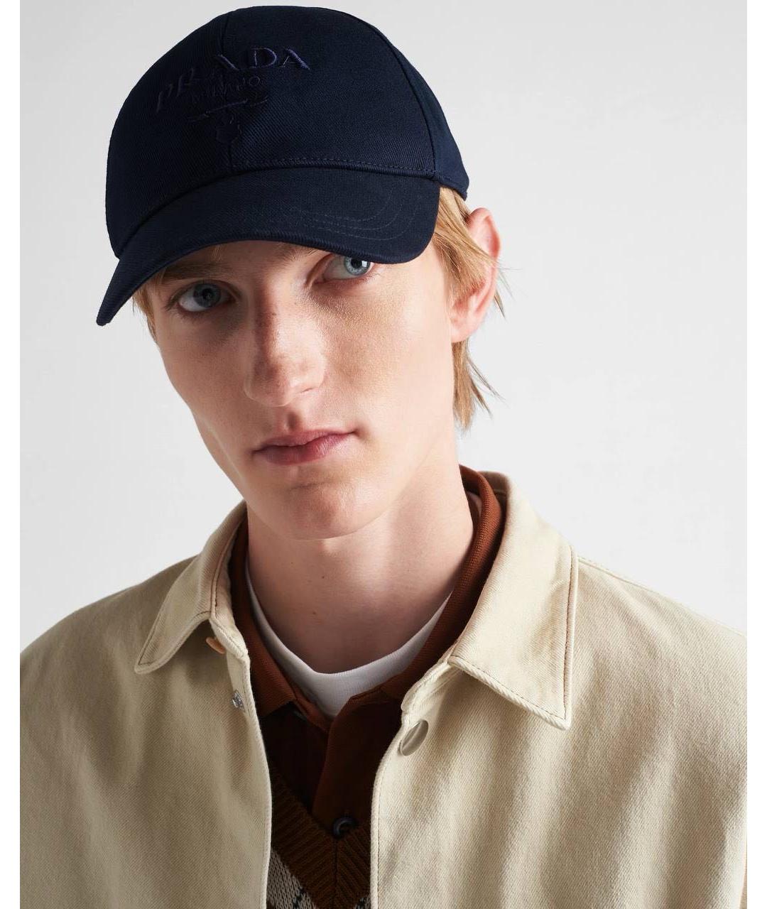 PRADA Темно-синяя хлопковая кепка/бейсболка, фото 4