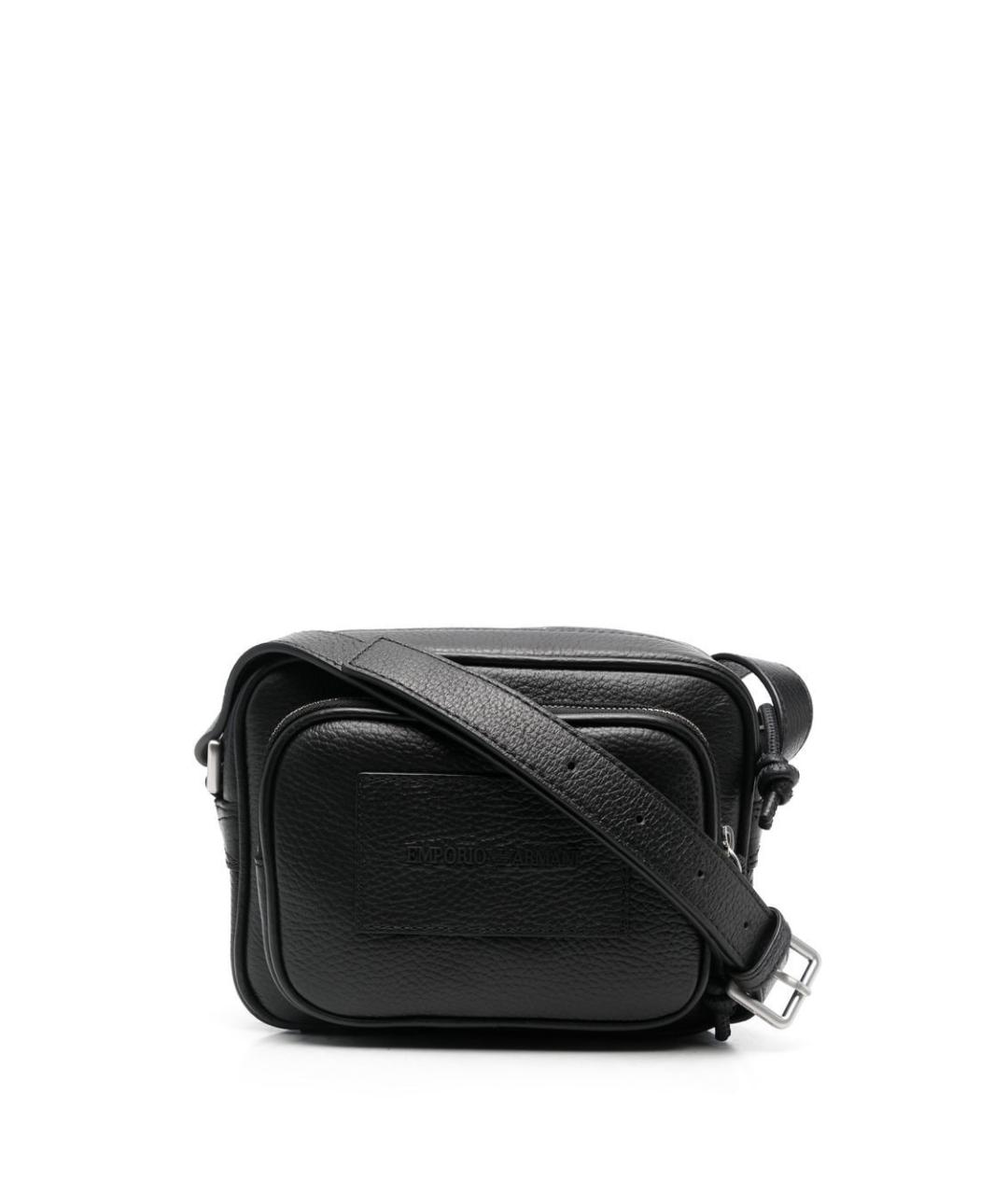 EMPORIO ARMANI Черная кожаная сумка тоут, фото 1