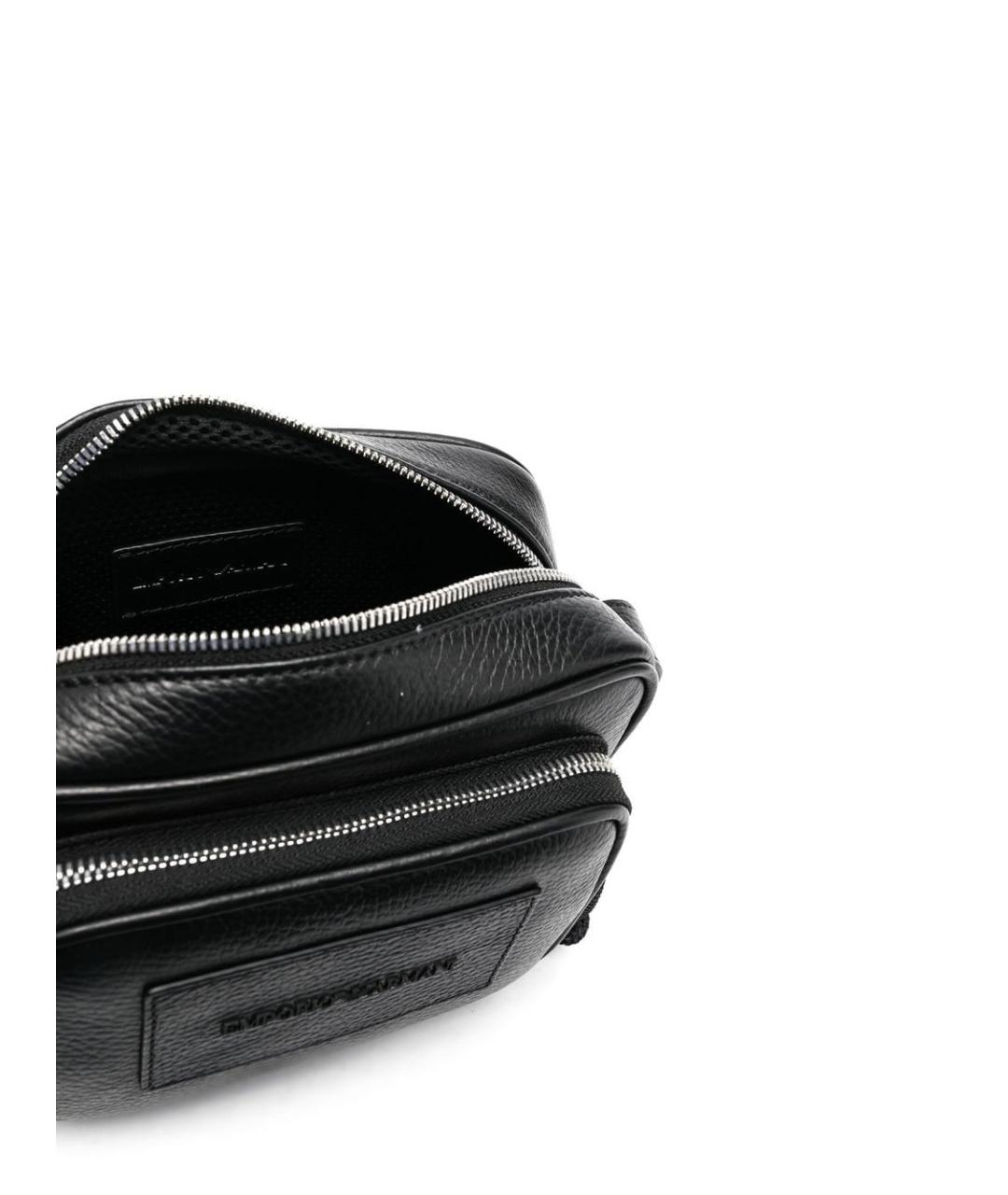 EMPORIO ARMANI Черная кожаная сумка тоут, фото 2