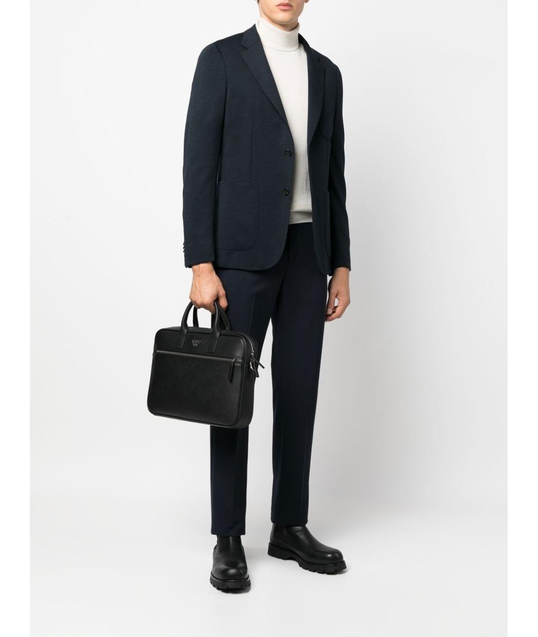EMPORIO ARMANI Черная синтетическая сумка тоут, фото 3