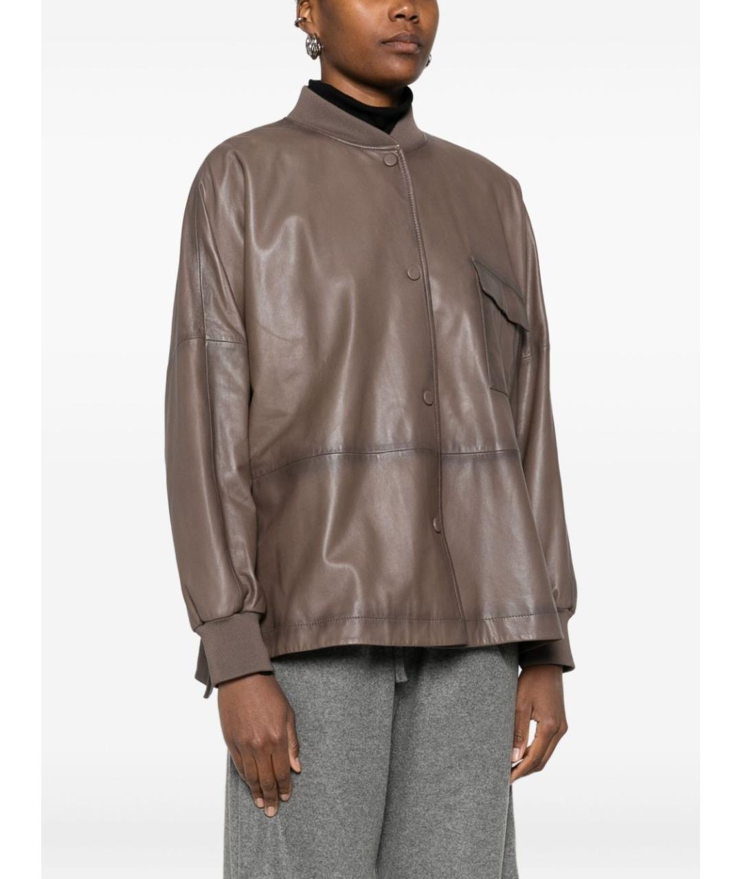 EMPORIO ARMANI Коричневая кожаная куртка, фото 3