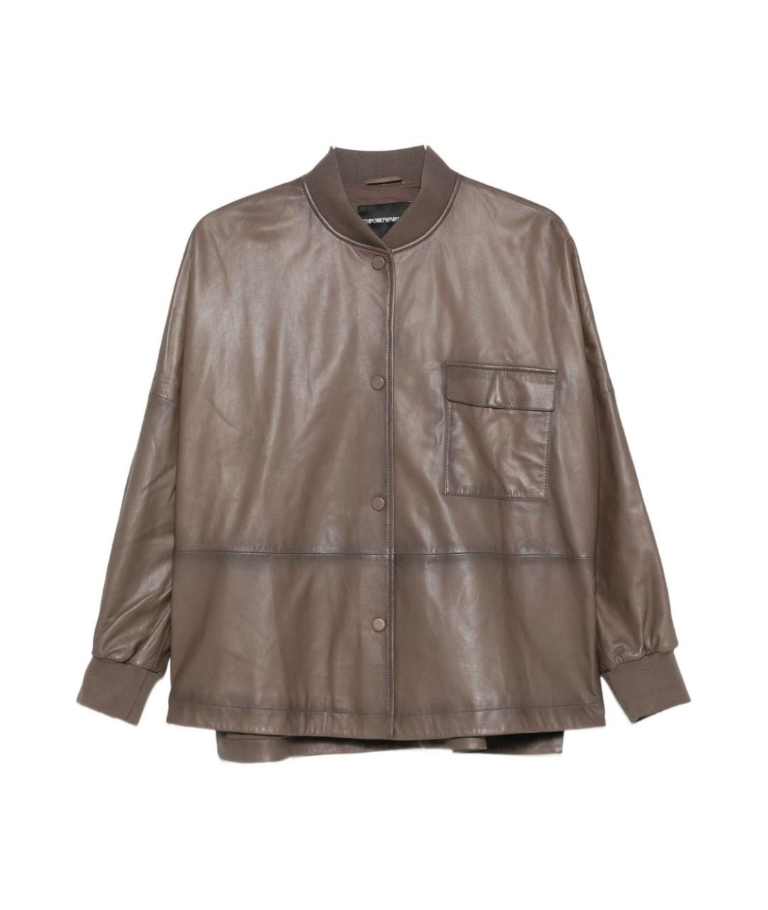 EMPORIO ARMANI Коричневая кожаная куртка, фото 1
