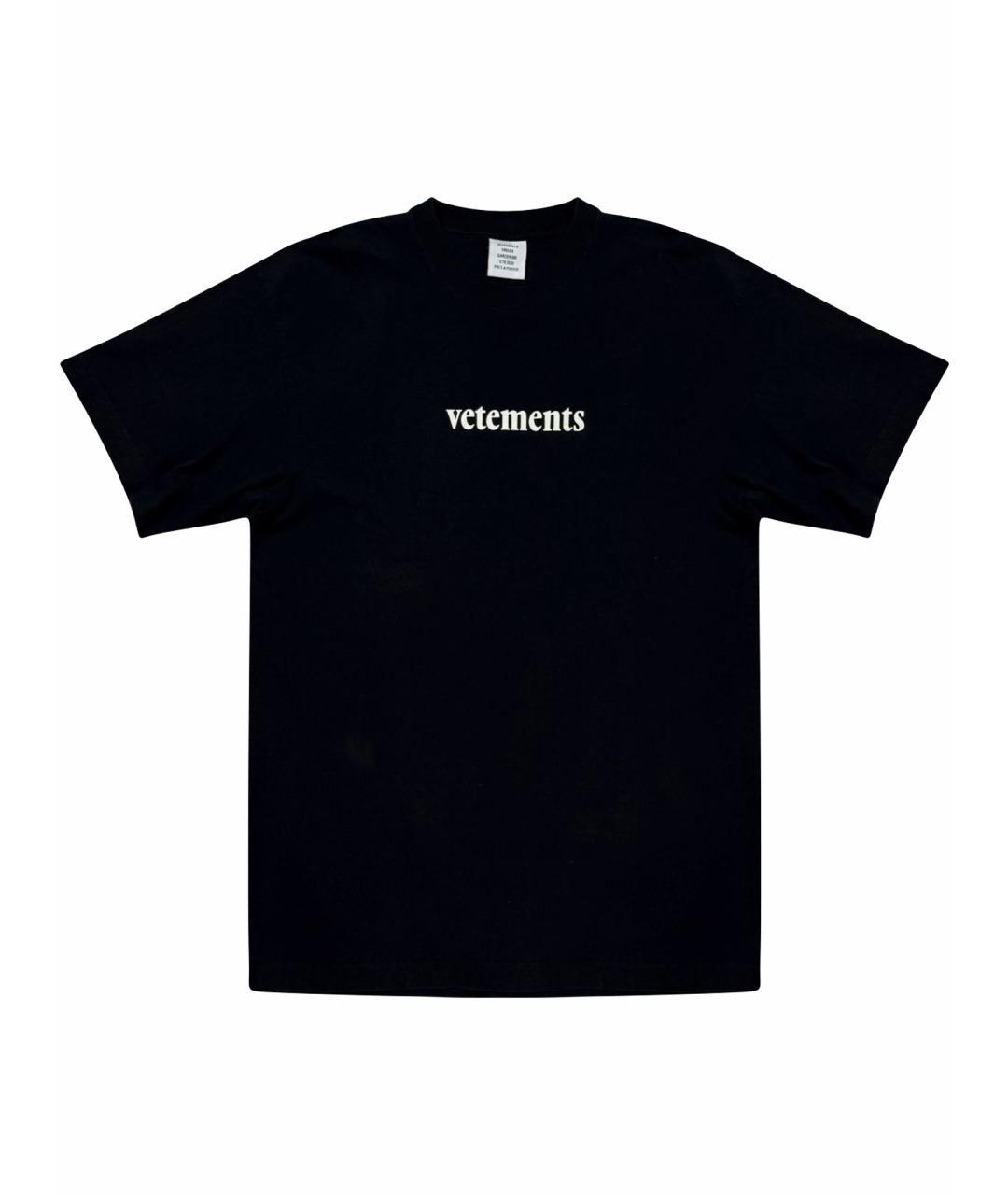 VETEMENTS Черная хлопковая футболка, фото 1