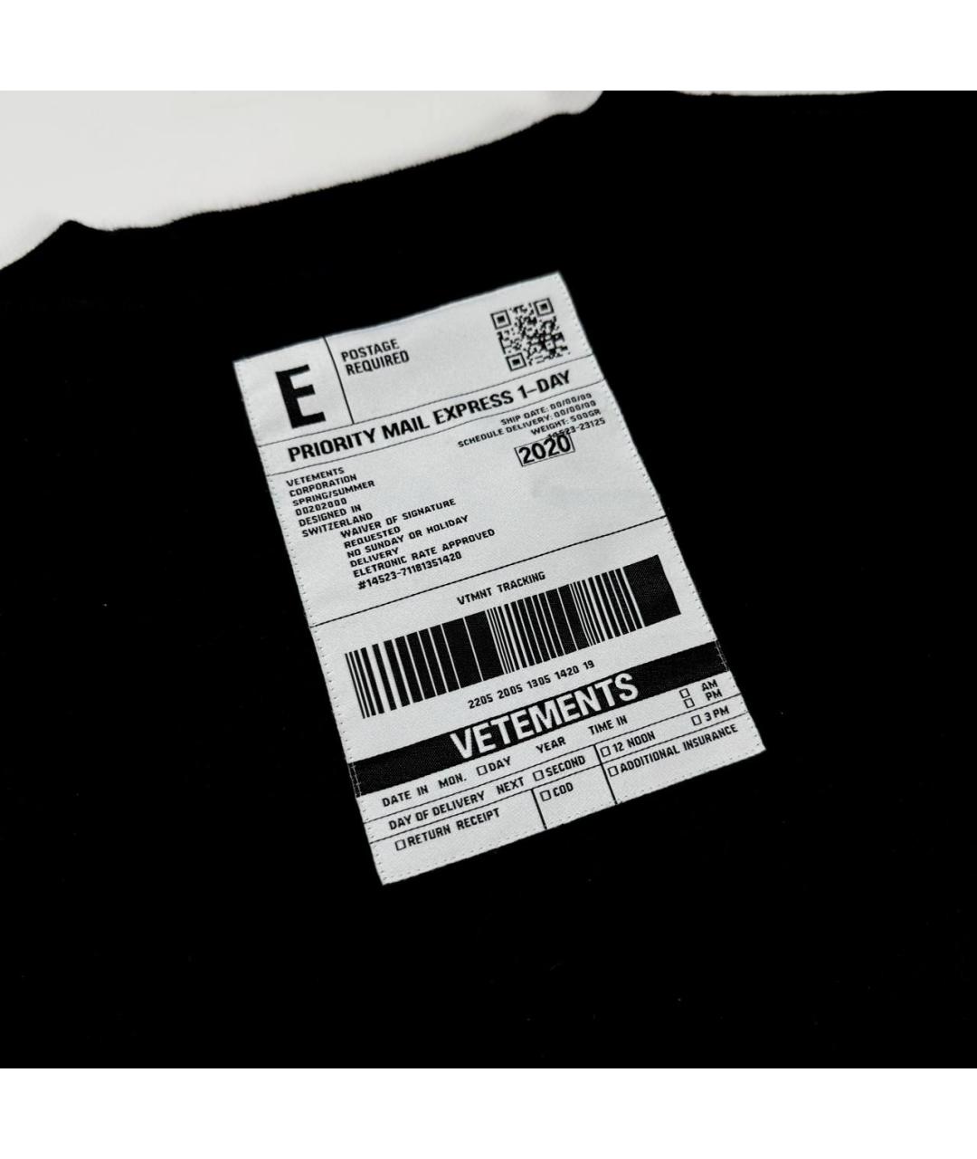 VETEMENTS Черная хлопковая футболка, фото 4
