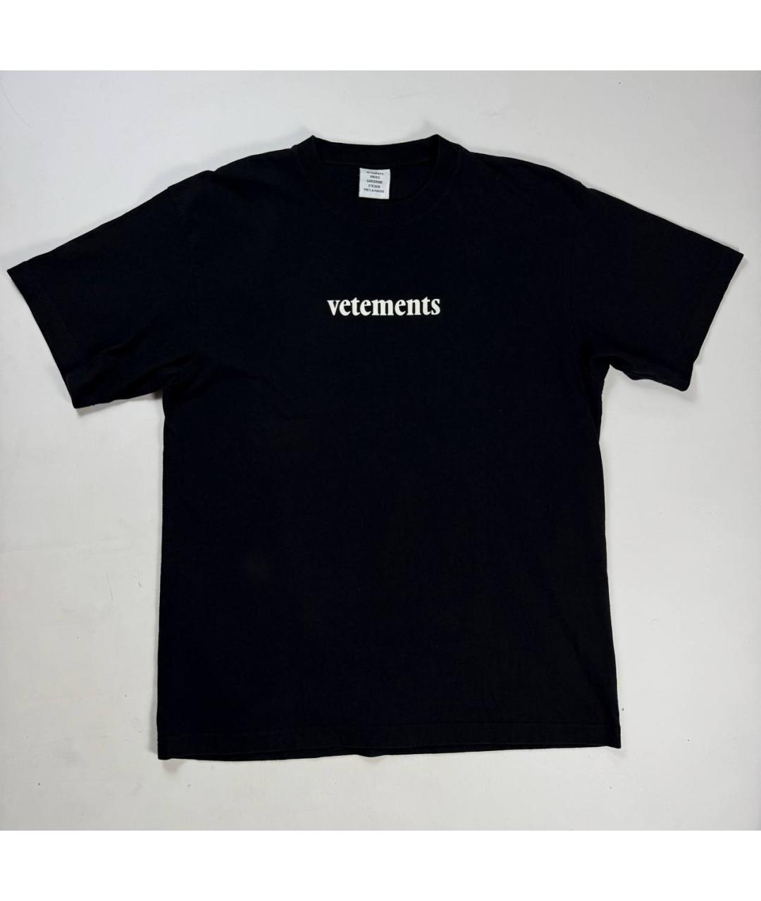 VETEMENTS Черная хлопковая футболка, фото 7