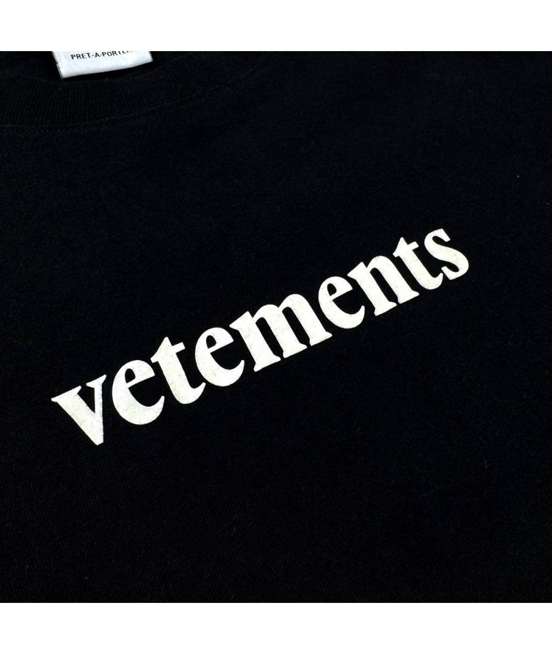 VETEMENTS Черная хлопковая футболка, фото 2
