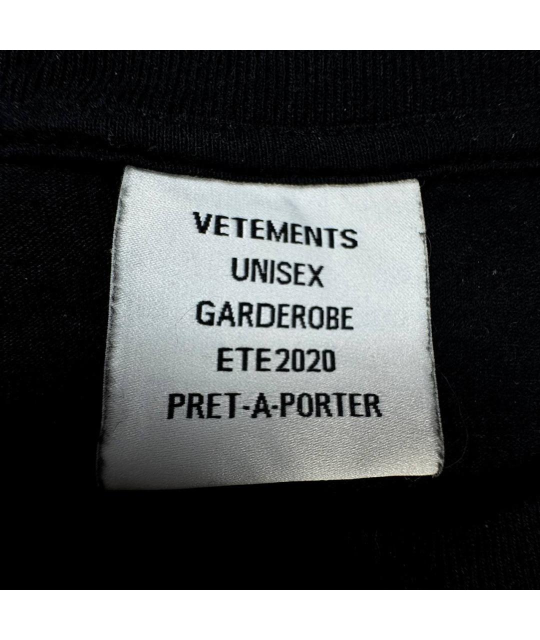 VETEMENTS Черная хлопковая футболка, фото 5