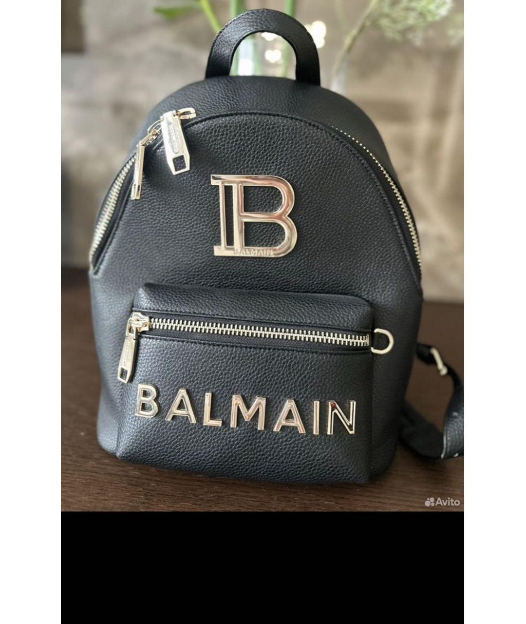 BALMAIN Черный кожаный рюкзак, фото 5