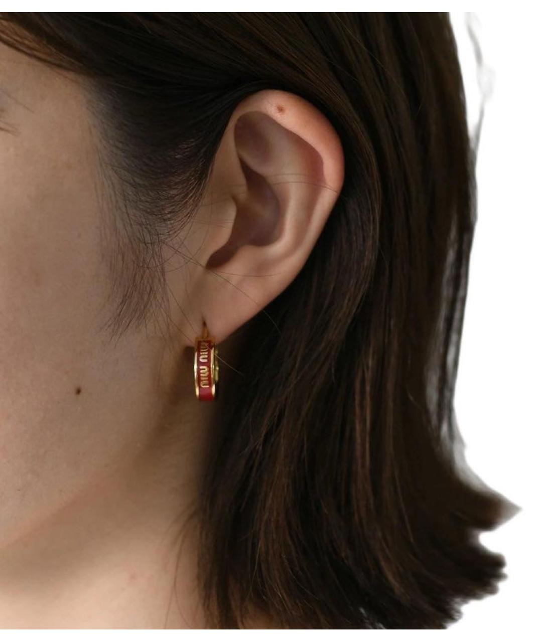 MIU MIU Бордовые металлические серьги, фото 4