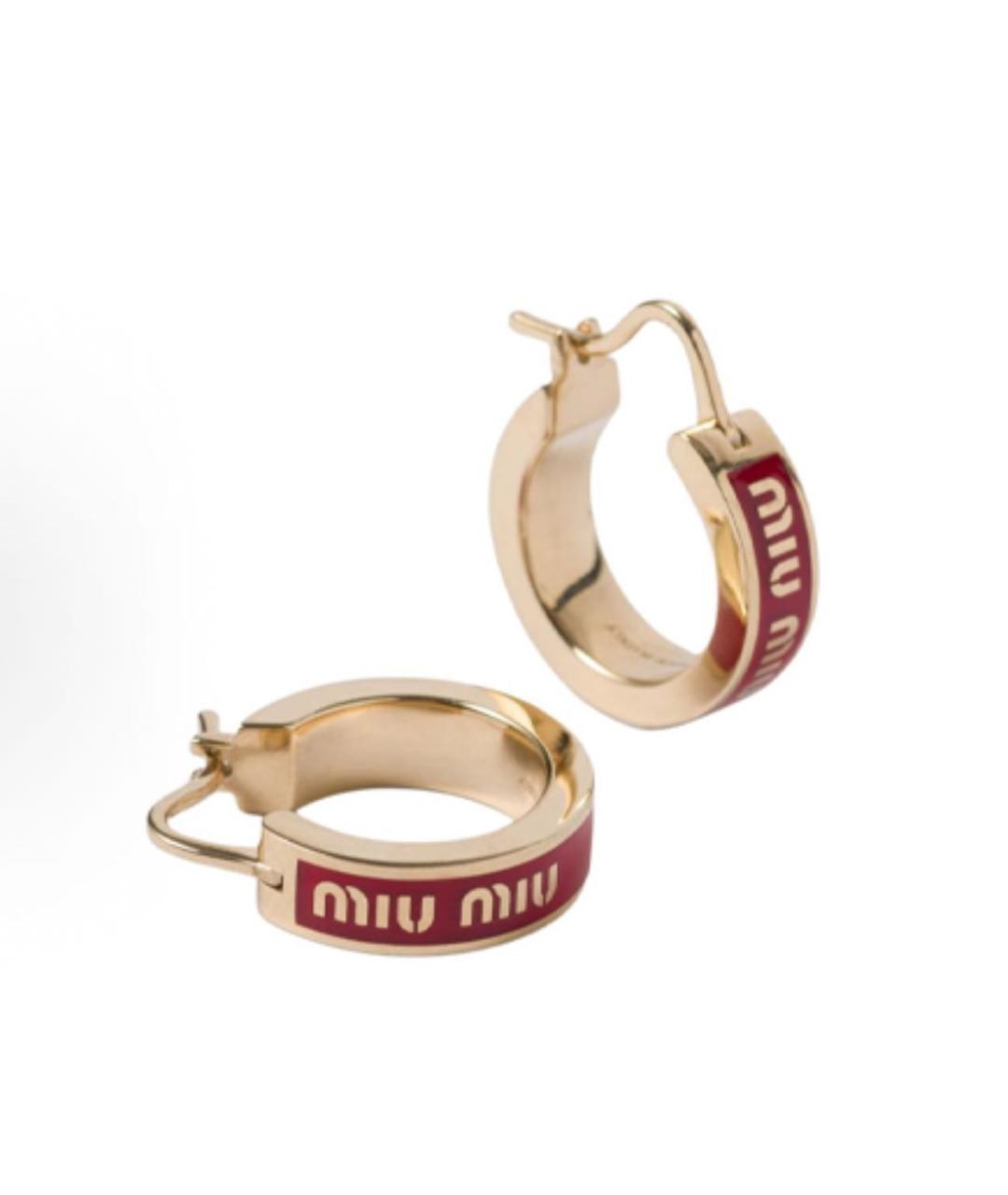 MIU MIU Бордовые металлические серьги, фото 2