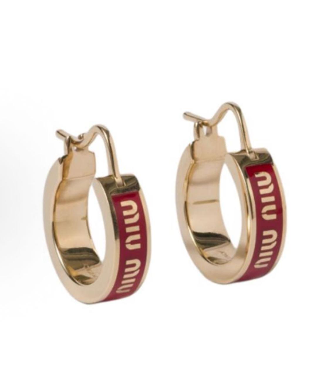 MIU MIU Бордовые металлические серьги, фото 6