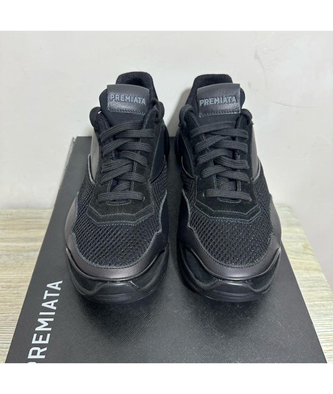 PREMIATA Черные кожаные низкие кроссовки / кеды, фото 2