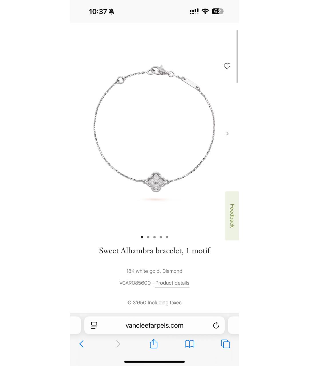 VAN CLEEF & ARPELS Серебрянный браслет из белого золота, фото 5